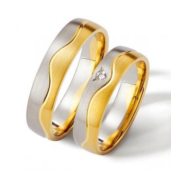 Trauringe Weiss-Gelbgold von Weidner 62183 + 72183