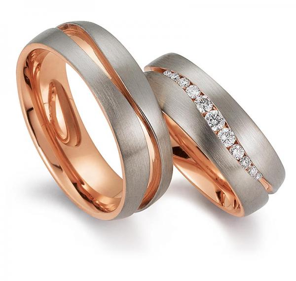 Trauringe Weiss-Rotgold von Gerstner 4/28168/7 + 28168/7