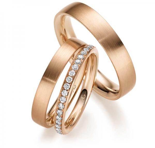 August Gerstner Trauringe Rosegold 29730/2.5 +28398/4 + 28444/6