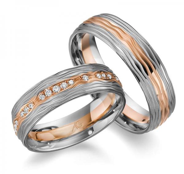 Trauringe Weiss-Rosegold von Gerstner 4/28723/6 + 28723/6