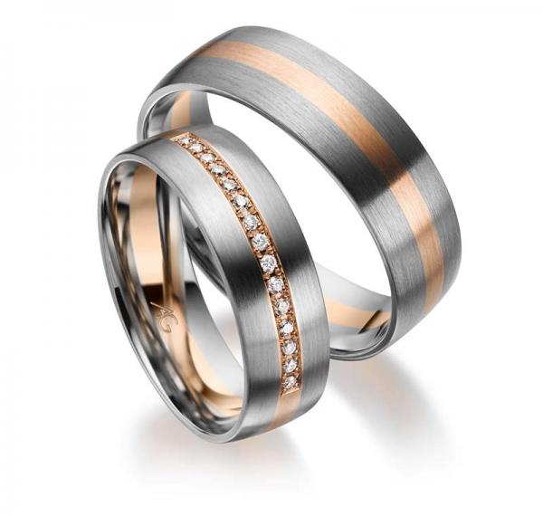 Trauringe Weiss-Rotgold von Gerstner 4/28720/6 + 28720/6