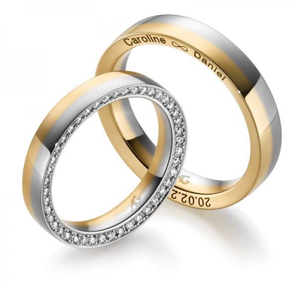 Trauringe Weiss-Gelbgold von Gerstner 4/28846/4