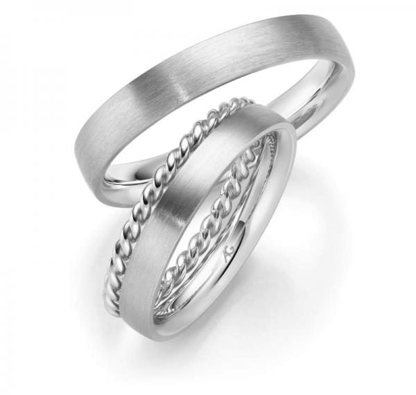 August Gerstner Trauringe Weissgold 31191/1.7 + 31220/3 + 31220/4