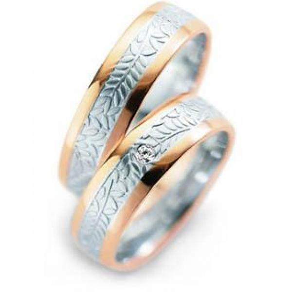 Trauringe Weiss-Rotgold von Fischer 05 01305/060