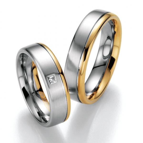 Trauringe Weiss-Gelbgold von Ruesch 02/40370-055