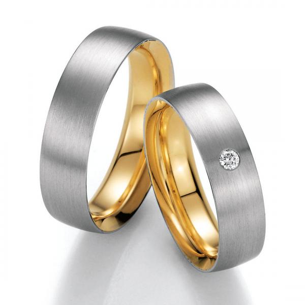 Trauringe Weiss-Gelbgold von Ruesch 02/40530 + 02/40540