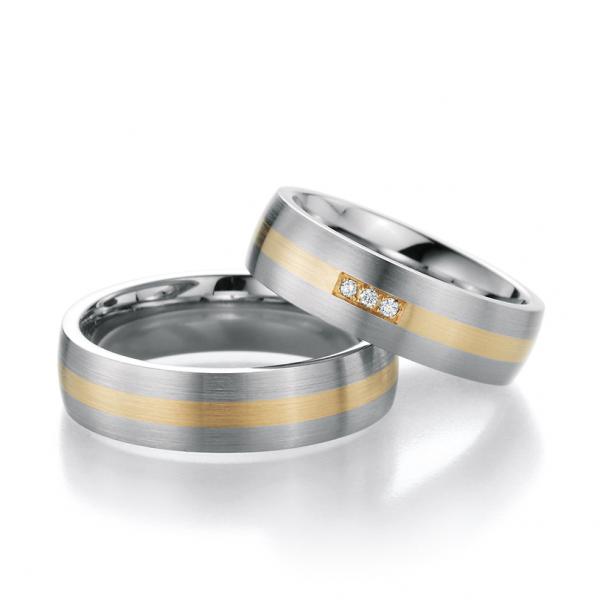 Partnerringe Edelstahl Gold/Keramik von Bayer 60 05020 /060