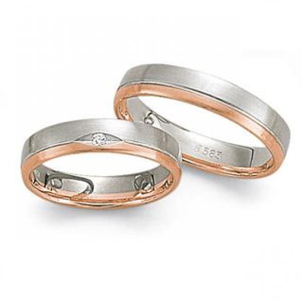 Trauringe Weiss-Rotgold von Fischer 05 05217/045