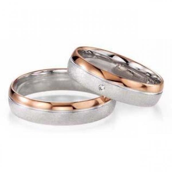 Trauringe Weiss-Rotgold von Fischer 05 05288/050