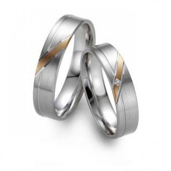 Trauringe Weiss-Rotgold von Fischer 05 05457/050