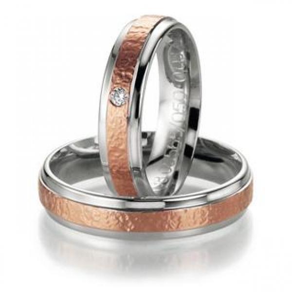 Trauringe Weiss-Rotgold von Fischer 05 05565/050