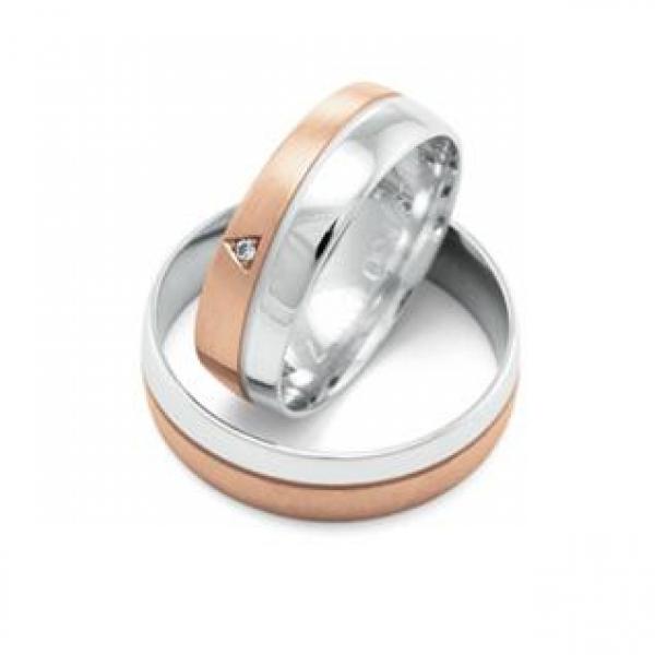 Trauringe Weiss-Rotgold von Fischer 05 07149/060