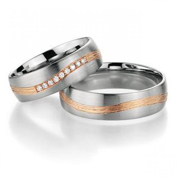 Trauringe Weiss-Rotgold von Fischer 05 07343/060