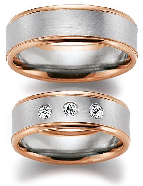 Trauringe Weiss-Rotgold von Gerstner 4/20327/7 + 20327/7