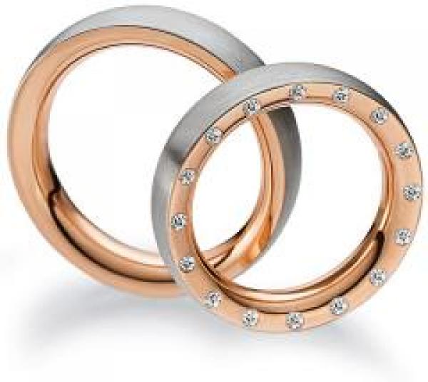 Trauringe Weiss-Rotgold von Gerstner 4/20317/5 + 20317/5