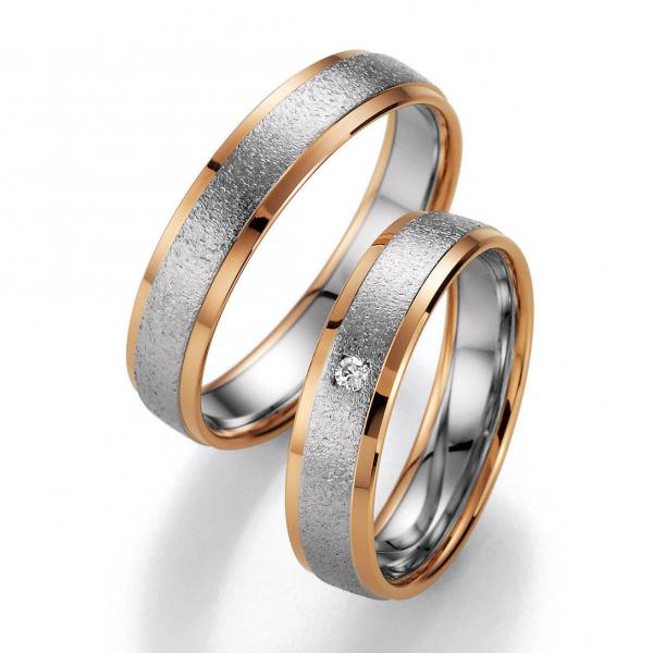 Trauringe Weiss-Rotgold von Ruesch 66/20210 + 66/20220
