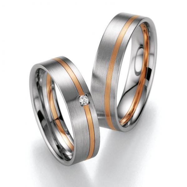 Trauringe Weiss-Rotgold von Ruesch 66/20070 + 66/20080