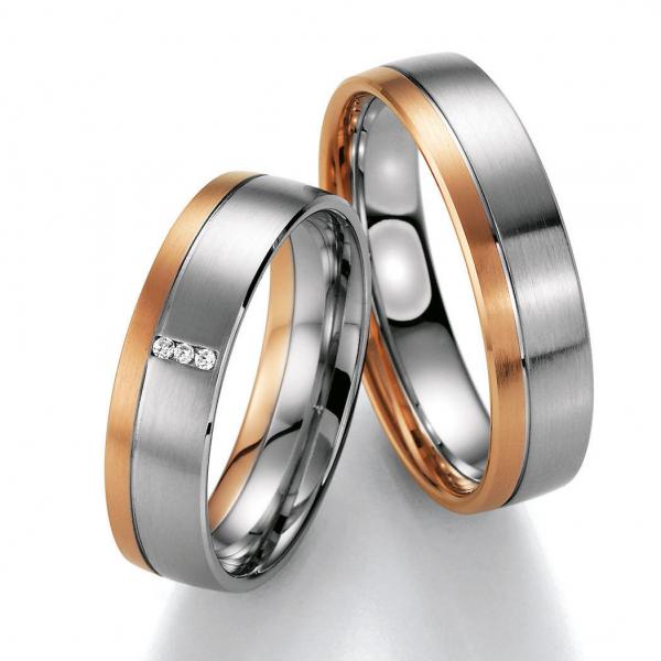 Trauringe Weiss-Rotgold von Ruesch 66/20010 + 66/20020