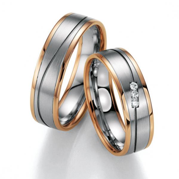 Trauringe Weiss-Rotgold von Ruesch 66/20090 + 66/20100