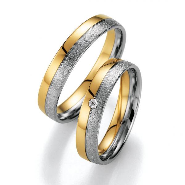 Trauringe Weiss-Gelbgold von Ruesch 66/20650 + 66/20660