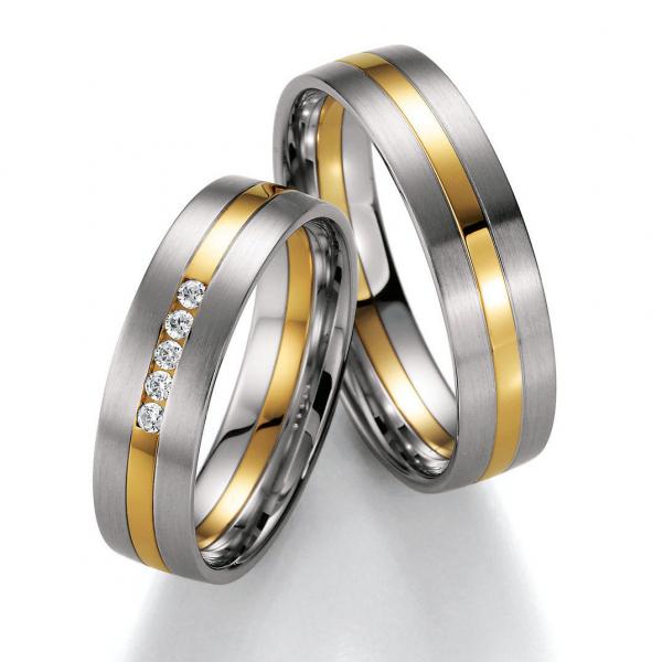 Trauringe Weiss-Gelbgold von Ruesch 66/20590 + 66/20600