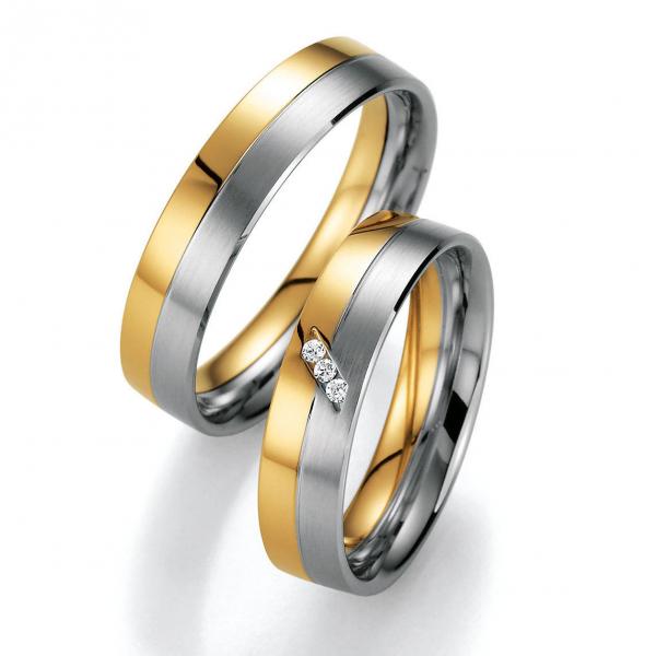 Trauringe Weiss-Gelbgold von Ruesch 66/20430 + 66/20440