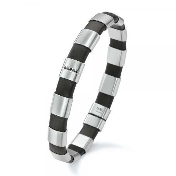 Armband ShiKou Edelstahl Kautschuk mit Brillantpav von TeNo  307521