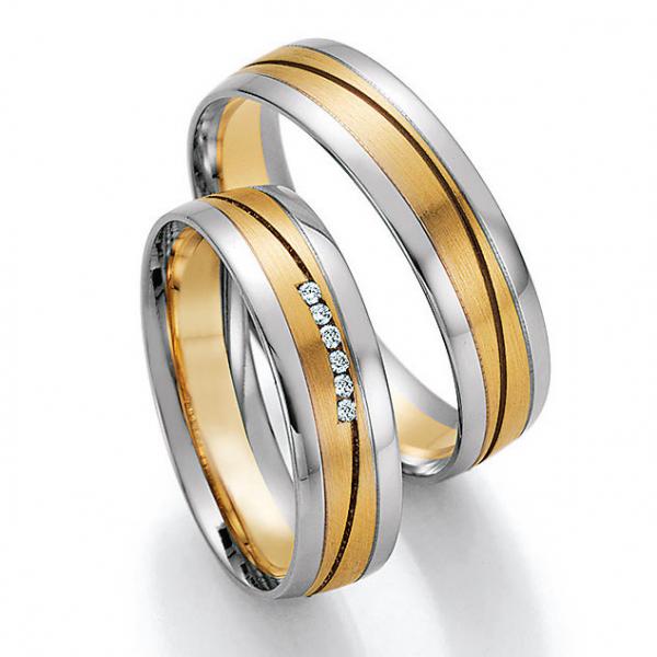 Trauringe Weiss-Gelbgold von Ruesch 66/32030-055