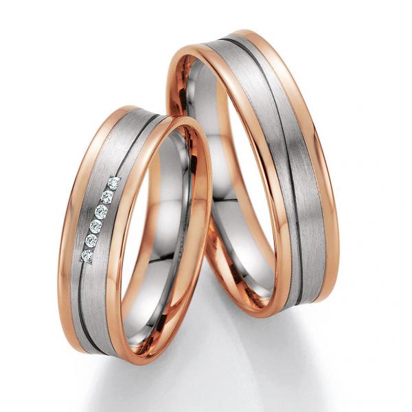 Trauringe Weiss-Rotgold von Ruesch 66/32150-055