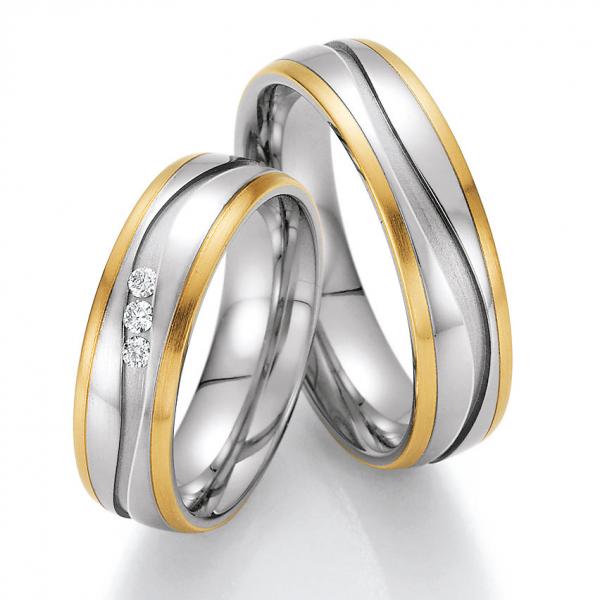 Partnerringe Edelstahl Gold/Keramik von Ruesch 88/60010-060