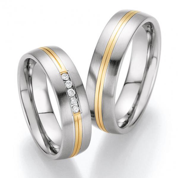 Partnerringe Edelstahl Gold/Keramik von Ruesch 88/60030-060
