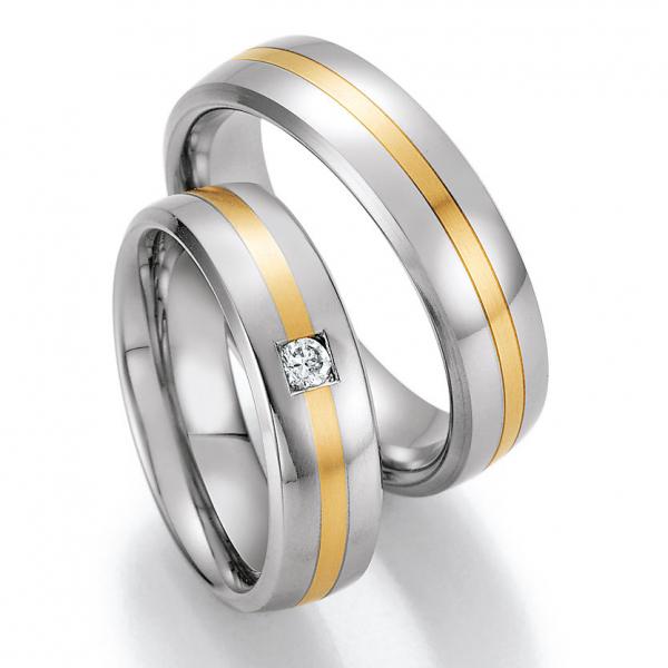 Partnerringe Edelstahl Gold/Keramik von Ruesch 88/60110-060