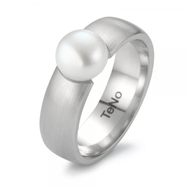 Ring Perlring aus Edelstahl mit wei von TeNo  308089