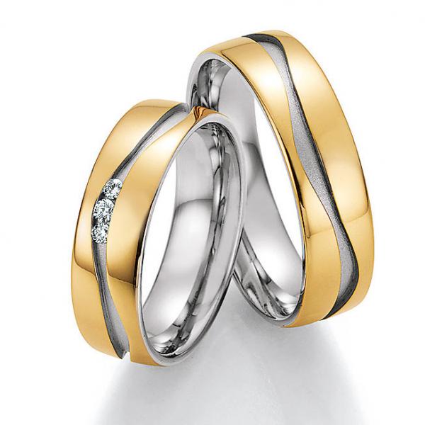 Trauringe Weiss-Gelbgold von Ruesch 66/34070-060