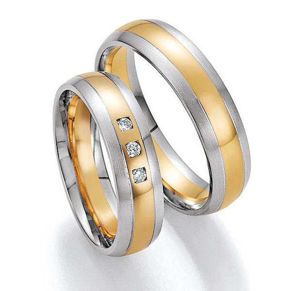 Trauringe Weiss-Gelbgold von Ruesch 66/34150-055