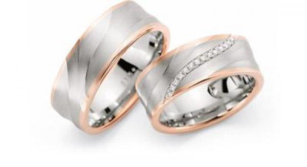 Trauringe Weiss-Rotgold von Fischer 05 05380/080