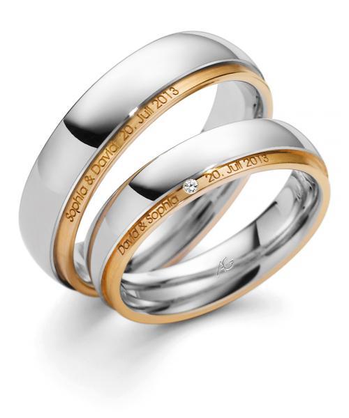 Trauringe Weiss-Rosegold von Gerstner 4/28411/5 + 28411/6