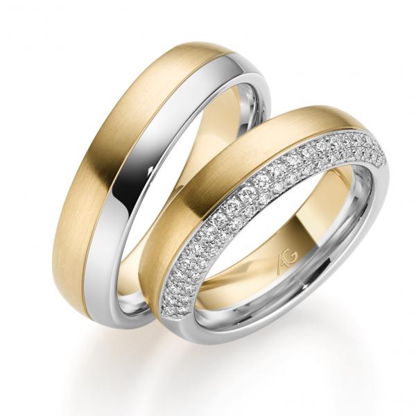 Trauringe Weiss-Gelbgold von Gerstner 4/28761/6 + 28761/6