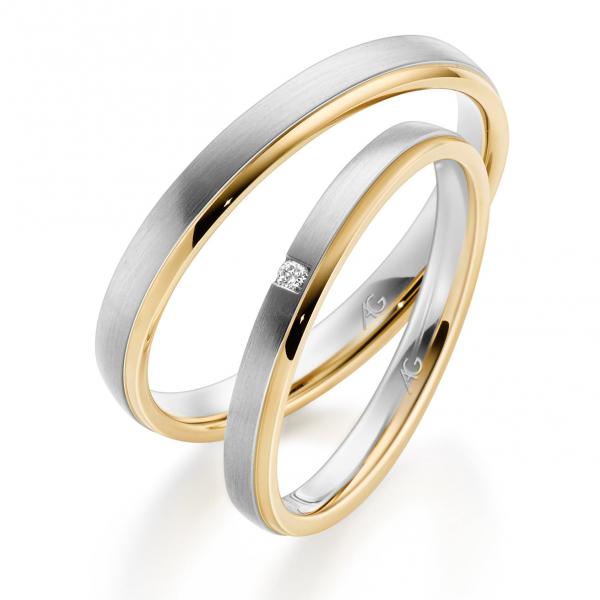 Trauringe Weiss-Gelbgold von Gerstner 4/28771/2.5