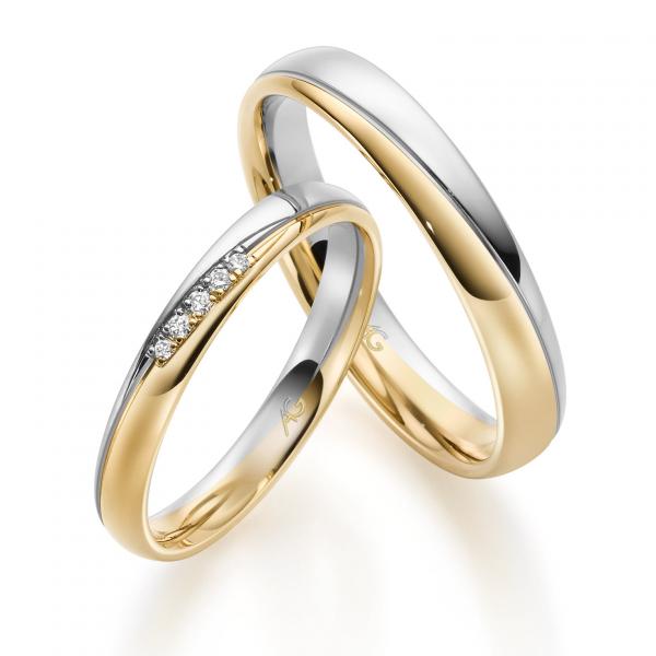 Trauringe Weiss-Gelbgold von Gerstner 4/28773/3 + 28773/4