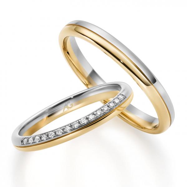 Trauringe Weiss-Gelbgold von Gerstner 4/28774/2.5