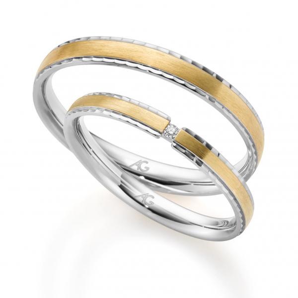 Trauringe Weiss-Gelbgold von Gerstner 4/28775/2.5