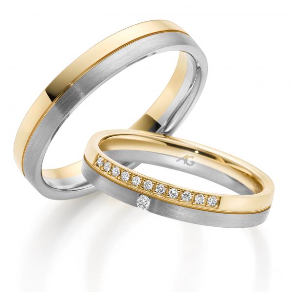 Trauringe Weiss-Gelbgold von Gerstner 4/28777/3.5