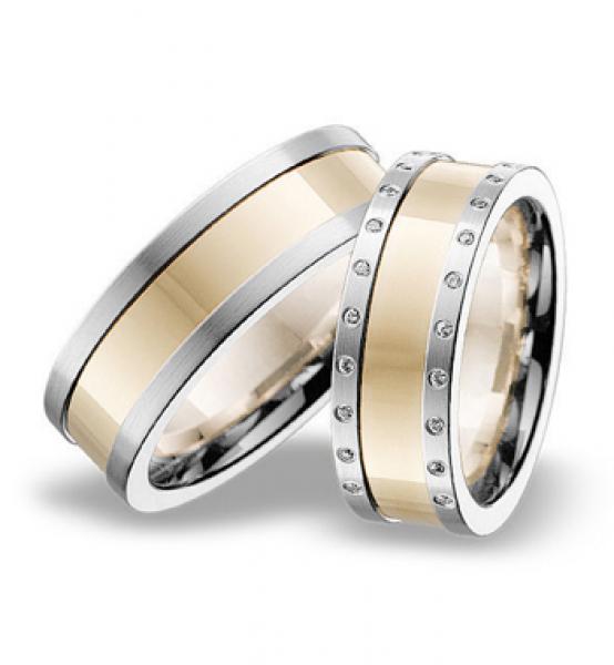 Trauringe Weiss-Gelbgold von Breuning 48 001430 / 48 001440