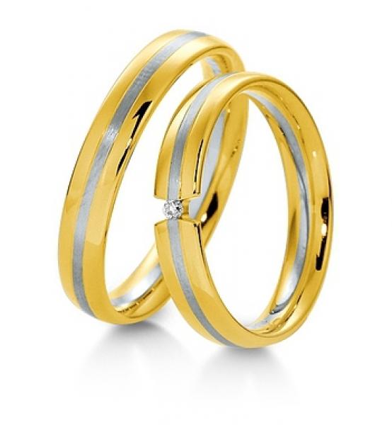 Trauringe Weiss-Gelbgold von Breuning DR 040570 / HR 040580