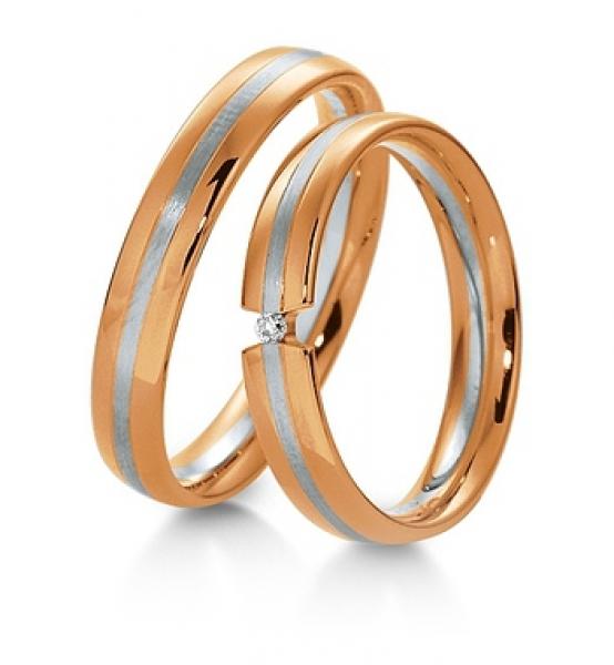 Trauringe Weiss-Gelbgold von Breuning DR 040570 / HR 040580