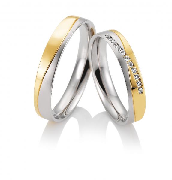 Trauringe Weiss-Gelbgold von Breuning 48/04511 + 48/04512