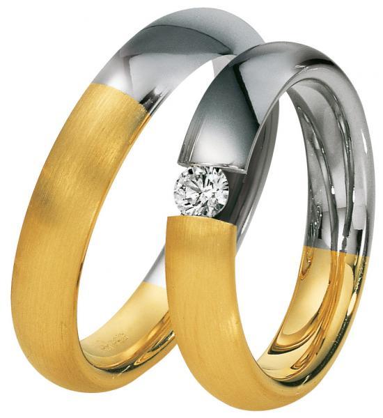 Trauringe Weiss-Gelbgold von Saint Maurice 49-81290 + 49-81291