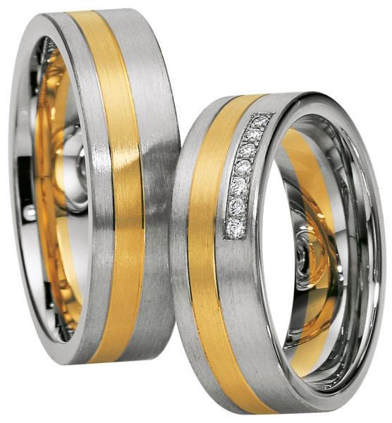 Trauringe Weiss-Gelbgold von Saint Maurice 49-81312 + 49-81313