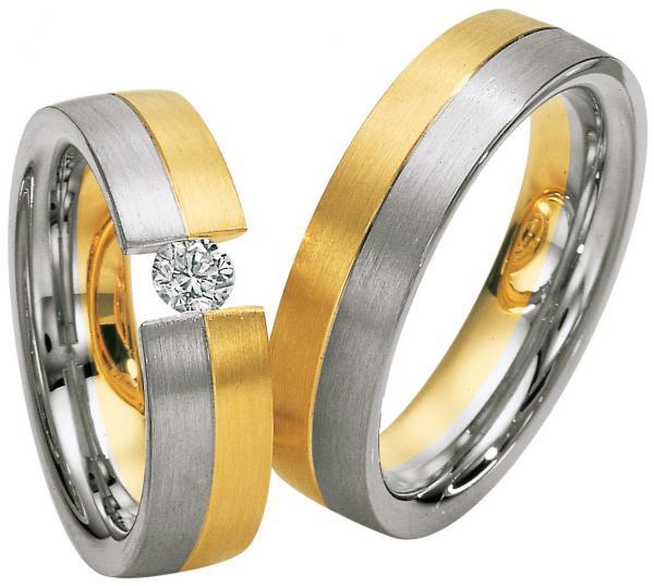 Trauringe Weiss-Gelbgold von Saint Maurice 49-81328 + 49-81329